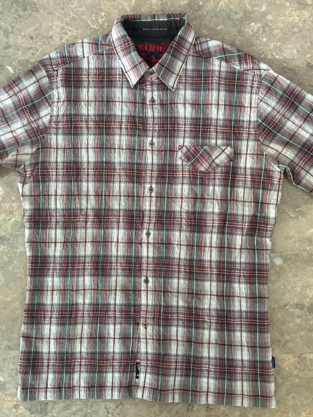 Kuhl Plaid Short Sleeve Button Up Shirt XL Outdoor Hiking Cotton Blend